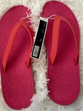 Coach Womens Flip Flop Sandals Rubber Slides Pink Size 10